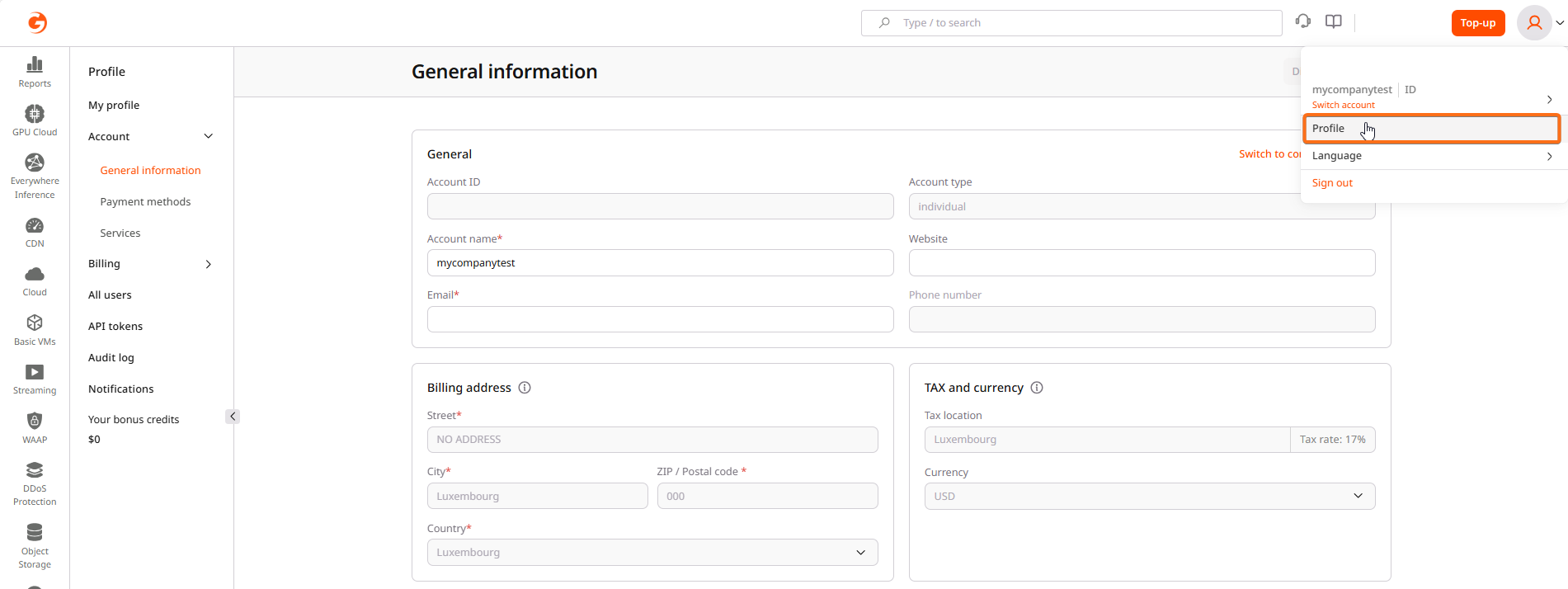Account settings | CDB Product Documentation