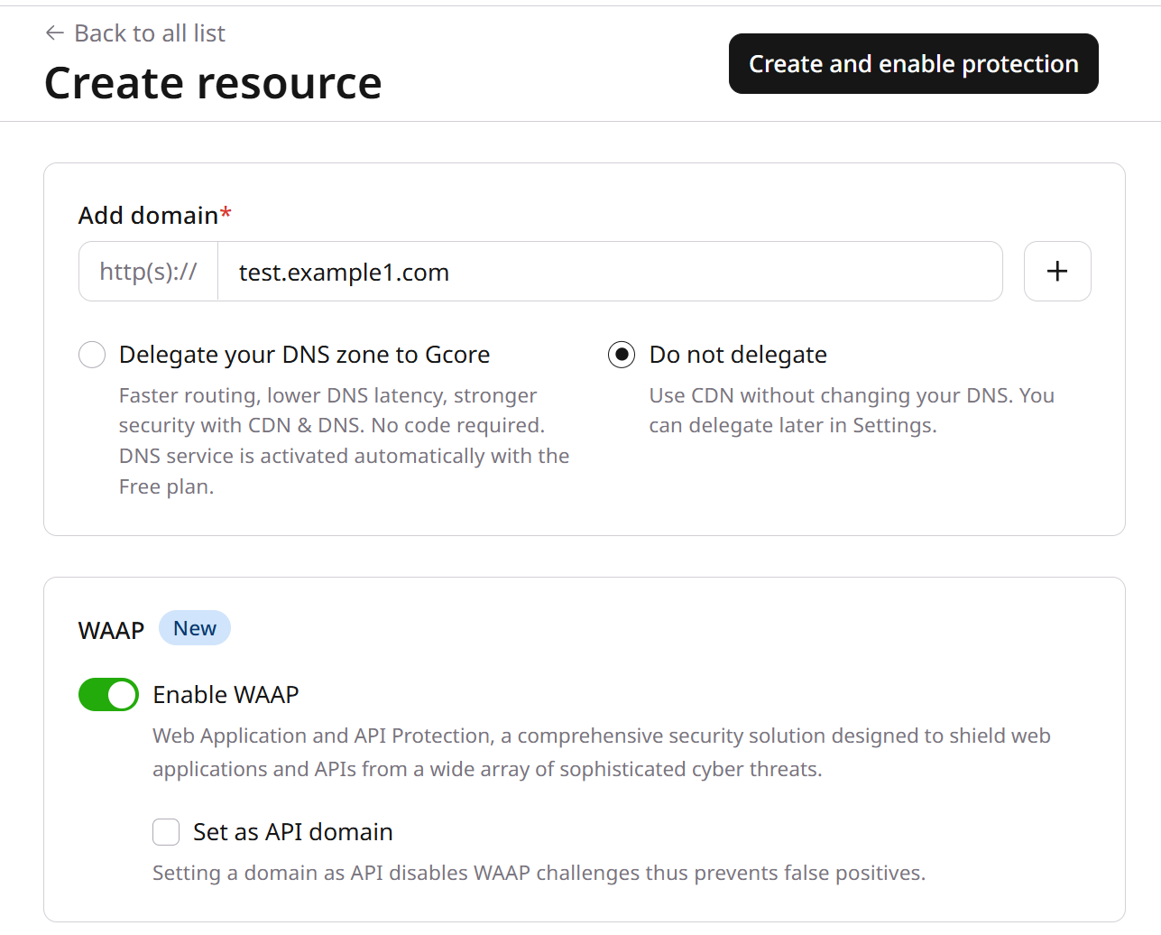 Create CDN resource