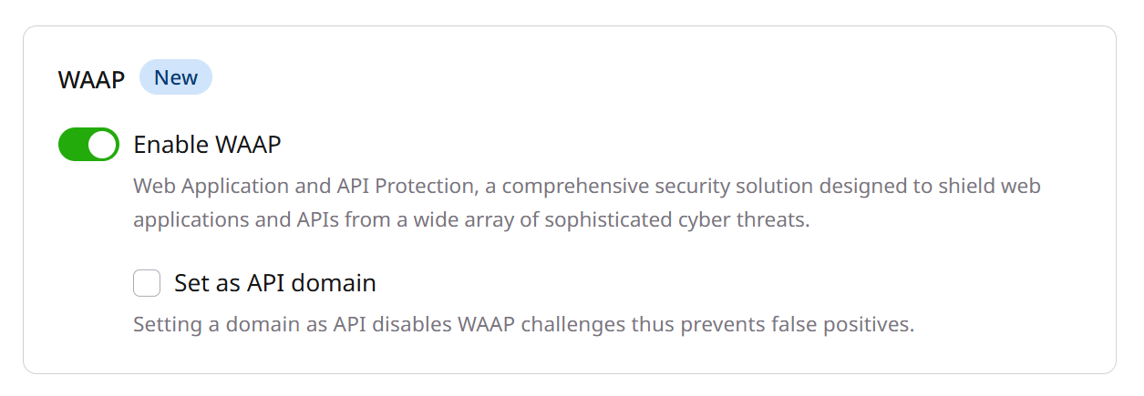 Enable WAAP toggle