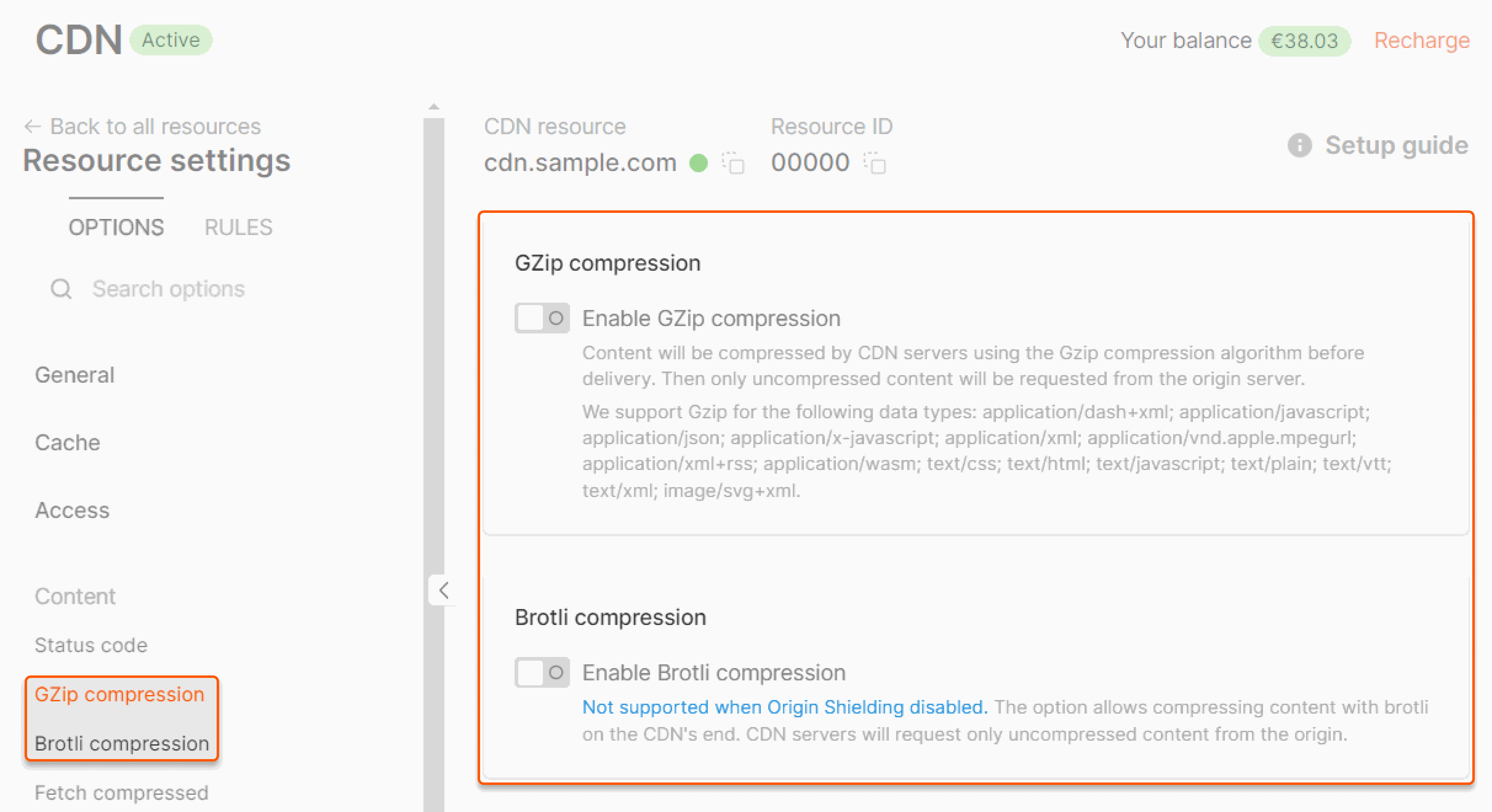 Gzip and Brotli compression