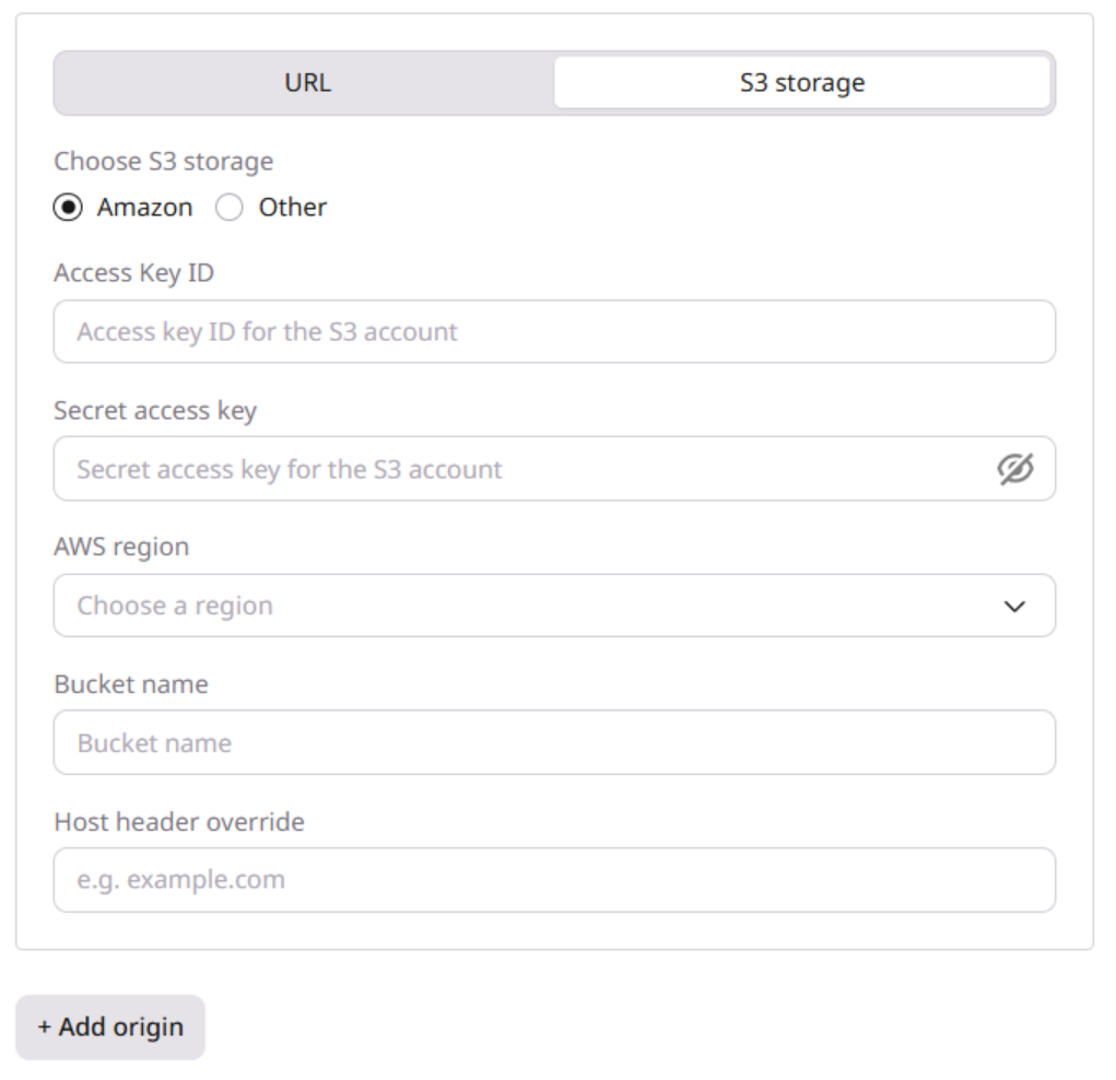 Amazon S3 authentication for a new origin