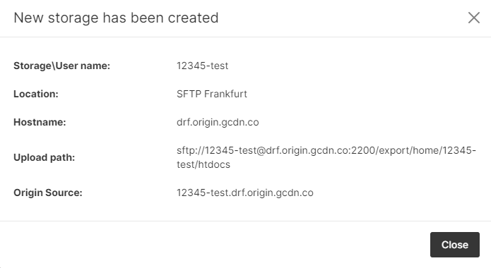 create an SFTP storage,
