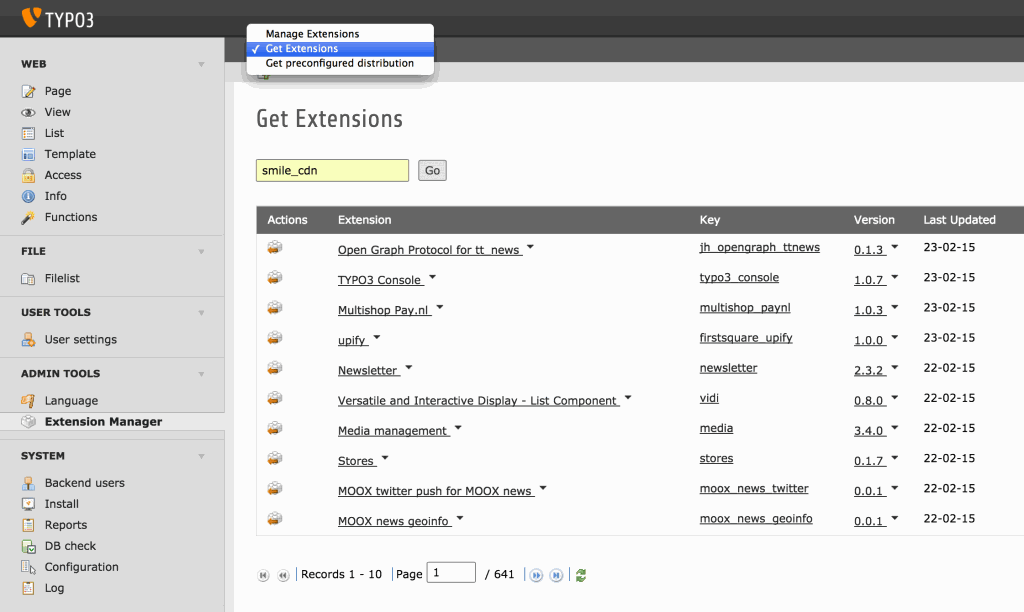 Extension Manage