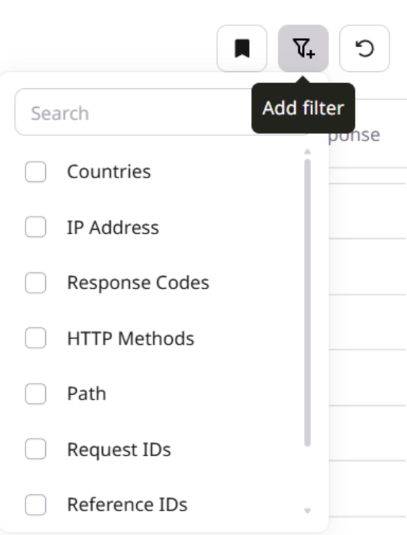 Add filter button in Events